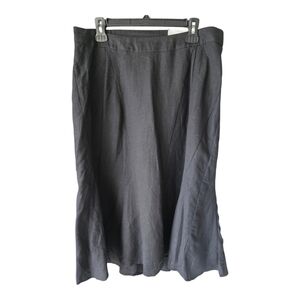 Catherines Skirt Womens 0X Black Linen Blend A- line Flare New